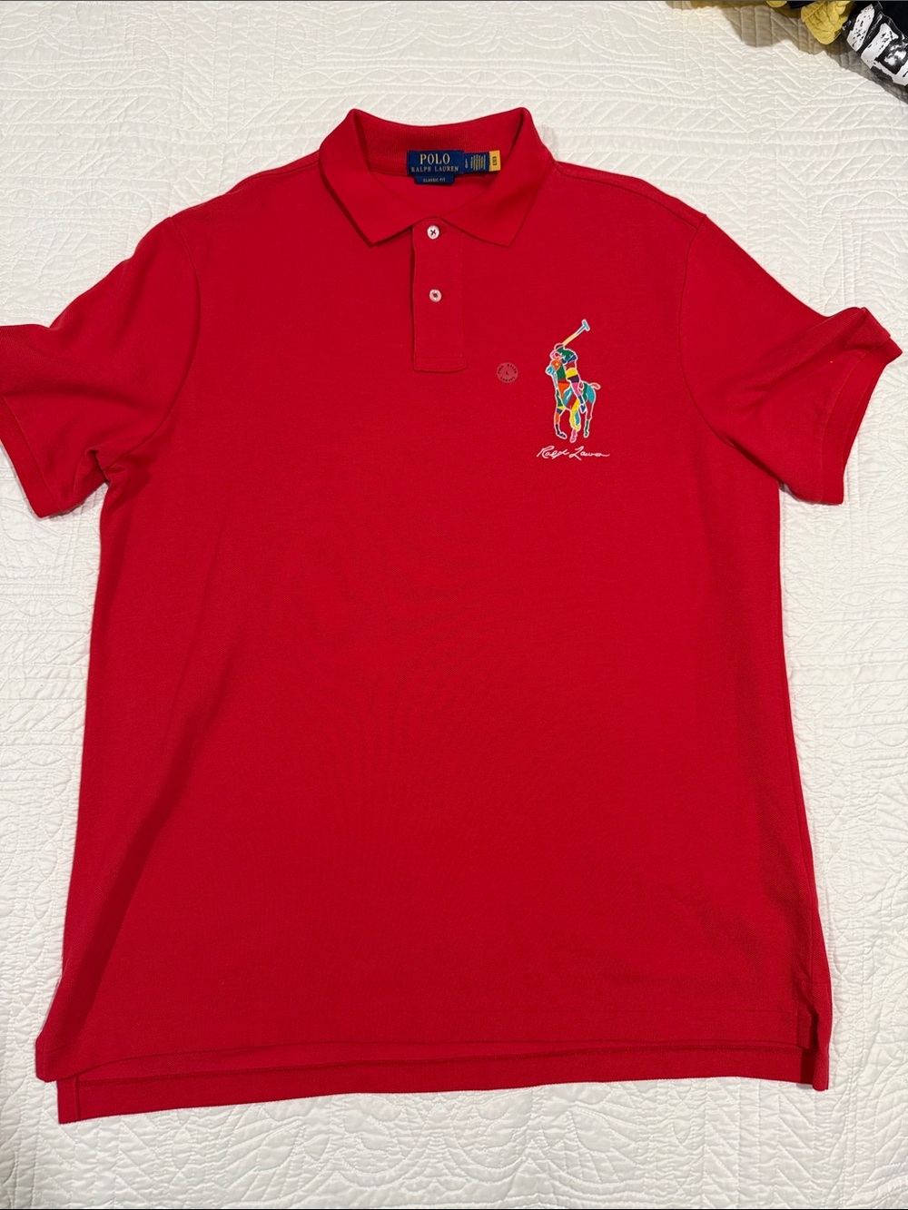 Polo by Ralph Lauren Red Polo with Multicolor Player Logo